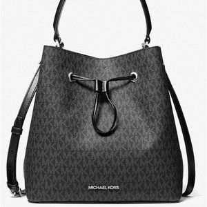 Michael Kors Suri Large Logo Bucket Drawstring Bag MK Black